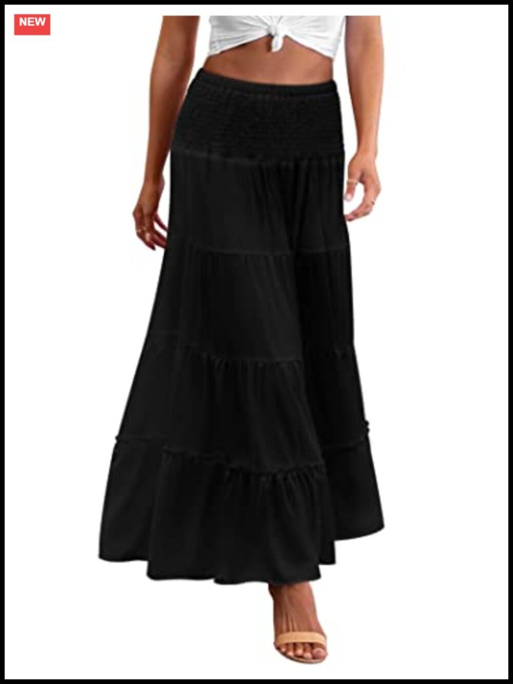 Zeagoo Women's Tiered Maxi Skirt High Waist A-Line Pleated Casual